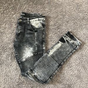 Mens 32x32 Skinny Flex Distressed Jeans Grey